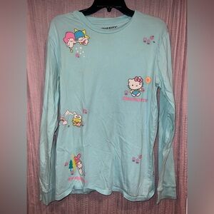 Sanrio Blue Long Sleeve Tee with Hello Kitty Design